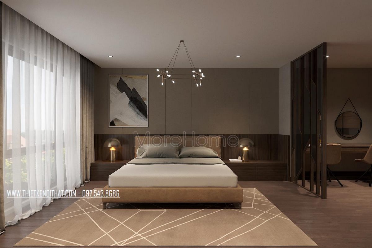 Thiết kế nội thất phòng ngủ biệt thự Ecopark Văn Giang 